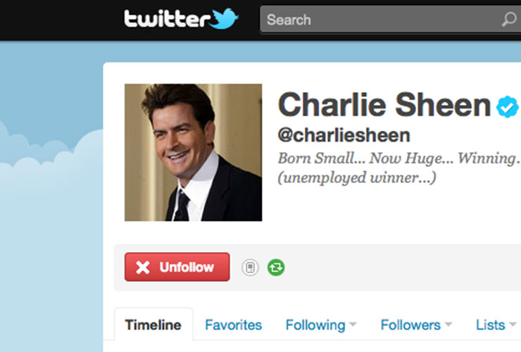 Buchmacher Paddy Power: Wetten auf Charlie Sheen und Twitter Follower